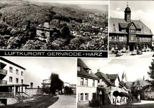 Ak Gernrode Quedlinburg im Harz, Teilansicht, Kirche, Straße, Wohnhäuser