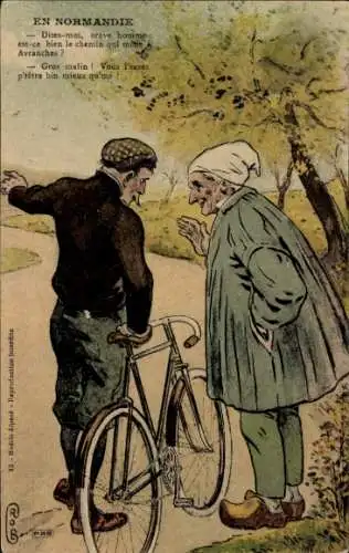 Ak Normandie, Männer, Fahrrad