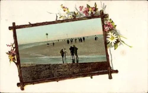 Passepartout Ak Motiv am Wattenmeer, Nordsee, Strand