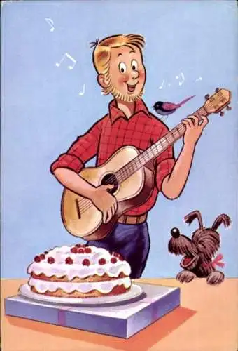 Ak Walt Disney, Pep en Stef, Gitarre, Torte