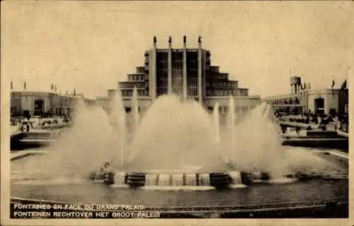 Ak Brüssel Brüssel, Ausstellung 1935, Brunnen, Grand Palais