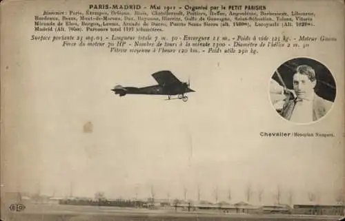 Ak Flugpioniere, Flugzeug, Chevalier, Eindecker Nieuport