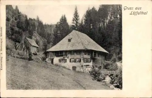 Ak Löffelthal Hinterzarten Schwarzwald, Haus am Bach