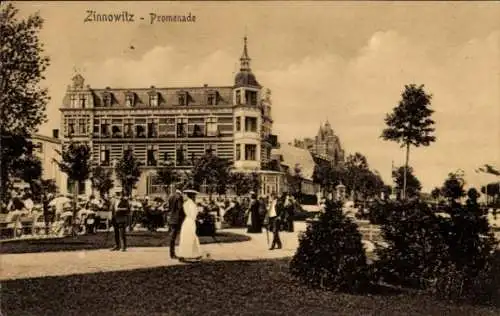 Ak Ostseebad Zinnowitz auf Usedom, Promenade