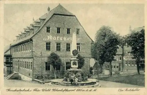 Ak Großbreitenbach in Thüringen, Ratskeller, Denkmal