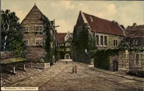 Ak Mühlhausen in Thüringen, Rathaushof