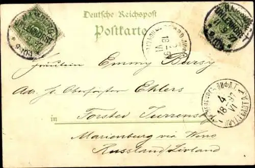 Litho Hamburg, Allg. Gartenbau Ausstellung 1897, St. Michaeliskirche, Anlagen