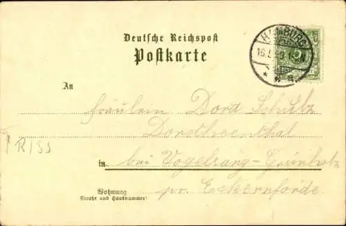 Litho Hamburg Mitte Neustadt, Zoologischer Garten, Elefant Anton, Papagei, Eulenburg