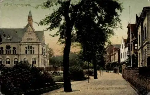 Ak Recklinghausen im Ruhrgebiet, Herzogswall, Kreishaus