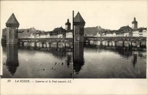 Stereo Ak Luzern Schweiz, Kapellbrücke