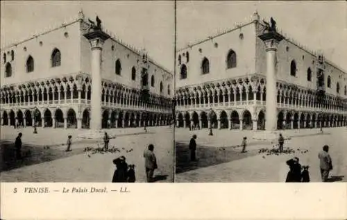 Stereo Ak Venezia Venedig Veneto, Le Palais Ducal, Markusplatz, Dogenpalast