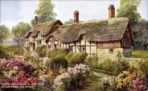 Ak Stratford-upon-Avon, Warwickshire, England, Anne Hathaways Cottage