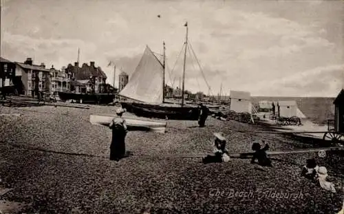 Ak Aldeburgh East England, der Strand