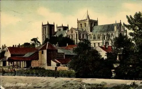 Ak Ripon Yorkshire, Blick auf die Kathedrale