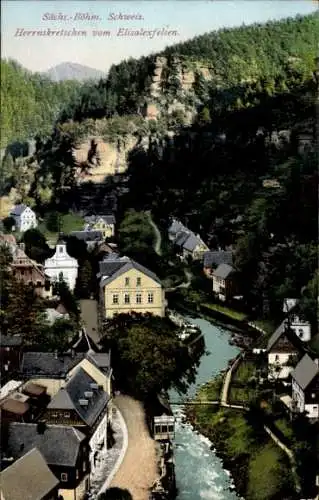 Ak Hřensko Herrnskretschen Elbe Reg. Aussig, Blick vom Elisalexfelsen