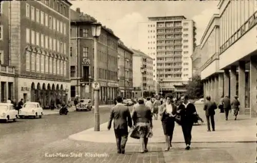 Ak Karl Marx Stadt Chemnitz in Sachsen, Klosterstraße, Bank