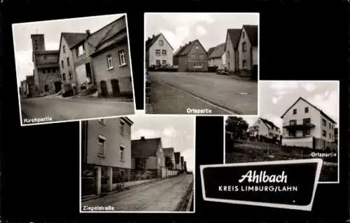 Ak Ahlbach Limburg an der Lahn in Hessen, Kirche, Ziegelstraße, Häuser