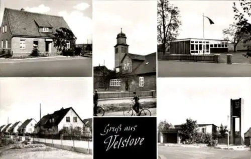 Ak Velstove Wolfsburg in Niedersachsen, Teilansichten, Häuser, Kirche