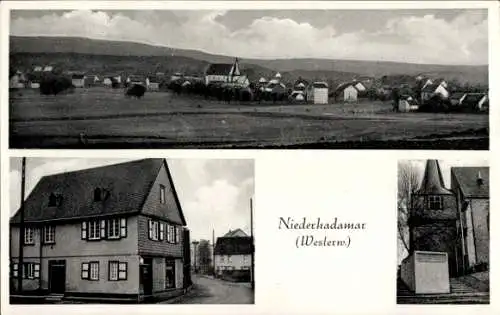 Ak Niederhadamar Hadamar Hessen, Panorama, Kolonialwarengeschäft