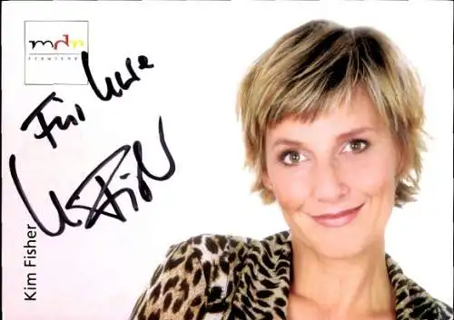 Ak Fernsehmoderatorin Kim Fisher, Portrait, Autogramm, MDR-Fernsehen