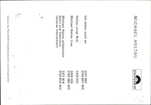 Ak Sänger Michael Heltau, Portrait, Autogramm