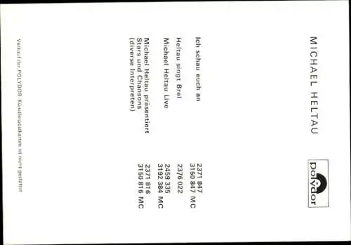 Ak Sänger Michael Heltau, Portrait, Autogramm