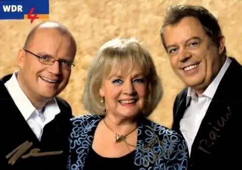 Ak Moderatoren Herrmann Hillebrand, Ulla Norden, Rainer Nitschke, Super-Wunsch-Hitparade, Autogramme