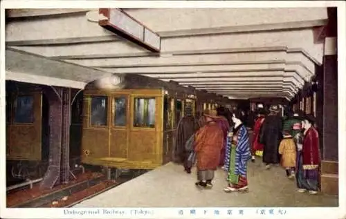 Ak Tokyo Japan, U-Bahn, Frauen in Trachten