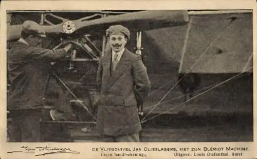 Ak Jan Olieslagers mit Bleriot Flugzeug