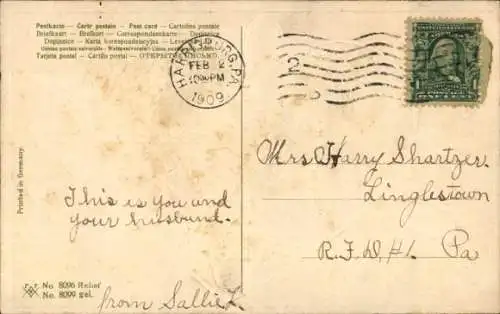 Präge Litho Valentinstag, Liebespaar, Herzen, Pfeil