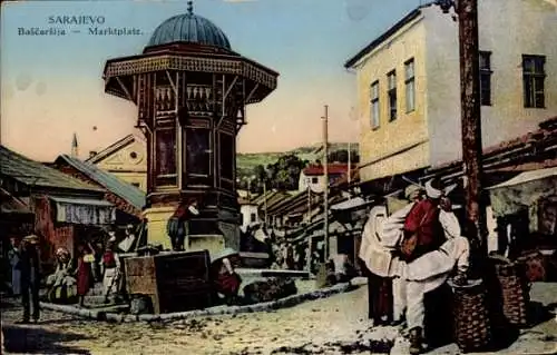 Ak Sarajevo Bosnien Herzegowina, Marktplatz