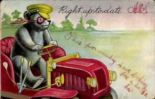 Präge Litho Teddy im Automobil