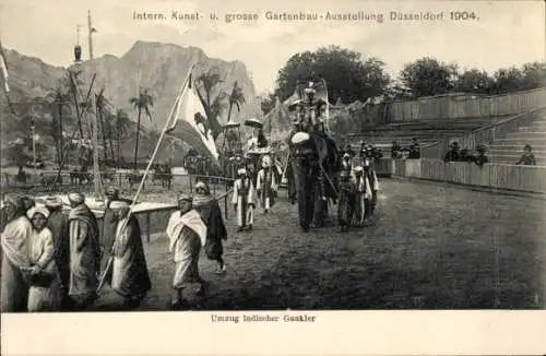 Ak Düsseldorf, Internationale Kunst- und große Gartenbau-Ausstellung 1904, indische Gaukler