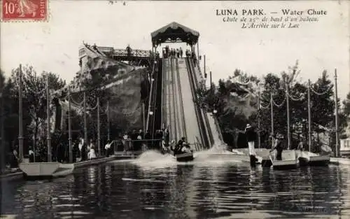 Ak Paris XVI Passy, Luna Park, Water Chute