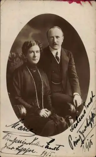 Ak Marie von Mecklenburg Strelitz, Julius Ernst zur Lippe Detmold, Portrait, Autogramme