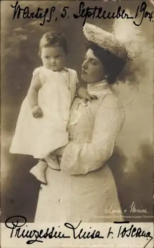 Ak Prinzessin Luisa von Toscana, Anna Monica Pia von Sachsen, Portrait, Autogramm