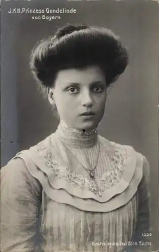 Ak Prinzessin Gundelinde von Bayern, Portrait