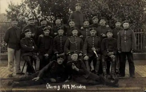 Foto Ak Minden in Westfalen, Deutsche Soldaten in Uniformen, Übung 1912