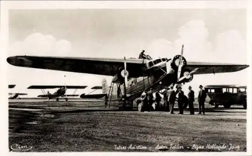 Foto Ak Istres Aviation, Avion Fokker, Ligne Hollande-Java