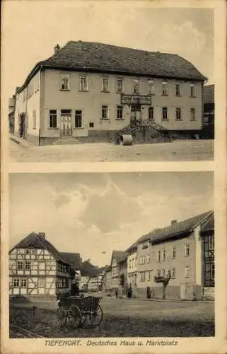 Ak Tiefenort Bad Salzungen im Wartburgkreis, Deutsches Haus, Marktplatz