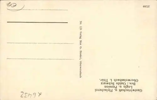 Ak Oberweißbach im Weißbachtal Thüringen, Gastwirtschaft, Fleischerei, Pension