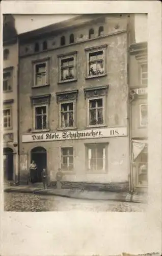 Foto Ak Dresden, Geschäft, Schuhmacher Paul Klose