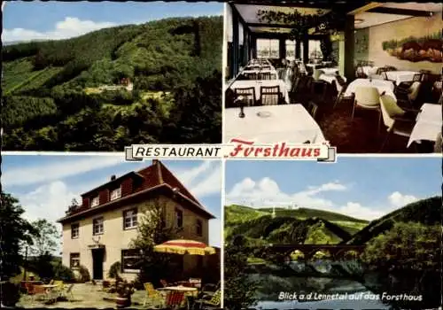 Ak Werdohl im Sauerland, Lüdenscheid, Restaurant Forsthaus, Terrasse, Gastraum