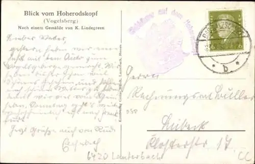 Künstler Ak Lindegreen, K., Schotten Vogelsbergkreis, Blick vom Hoherodskopf
