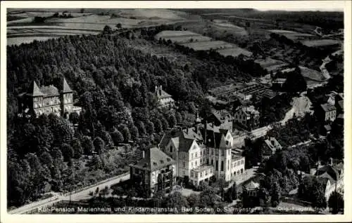 Ak Bad Soden Salmünster in Hessen, Kur-Pension Marienheim, Kinderheilanstalt, Luftbild