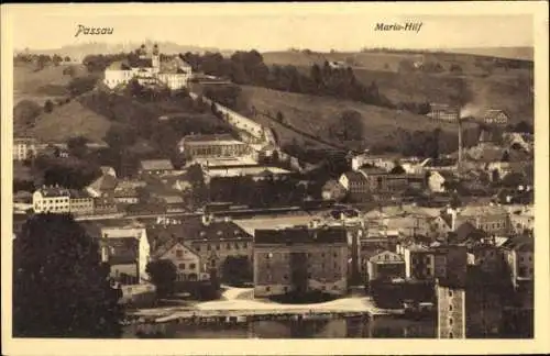 Ak Passau in Niederbayern, Blick auf die Stadt, Maria Hilf