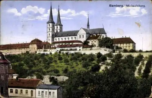 Ak Bamberg, Blick zum Michaelsberg, Kirche, Häuser