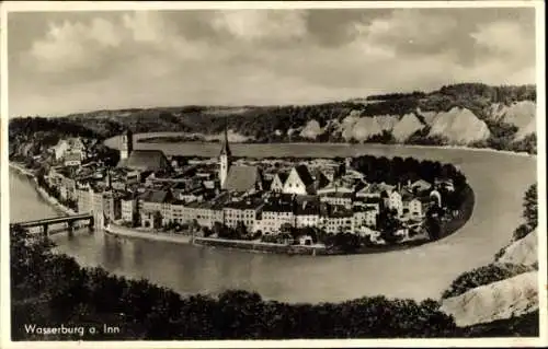 Ak Wasserburg am Inn Oberbayern, Totalansicht