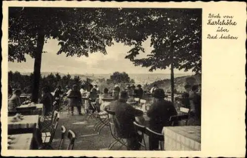Ak Aachen, Blick vom Wald-Cafe Karlshöhe, Terrasse, Panorama