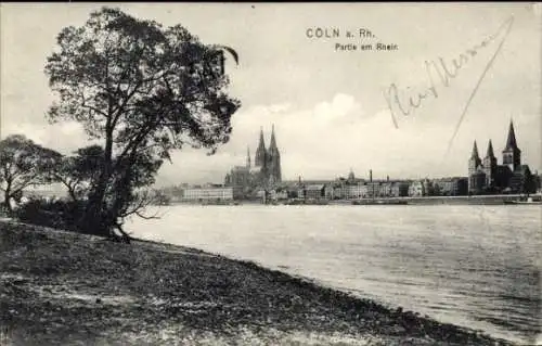 Ak Köln am Rhein, Teilansicht, Dom